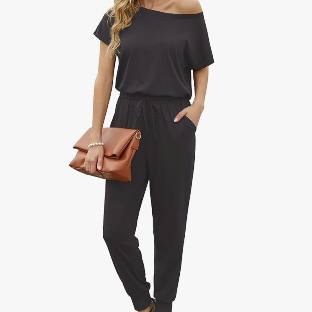 KAY SINN Summer Jumpsuit Off Shoulder for Women, Pockets Casual Elastic